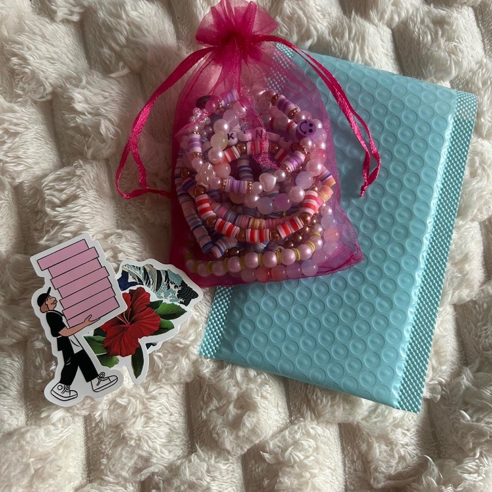 Pink Beaded Bracelets Set